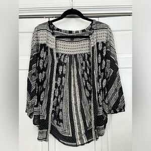 Lucky Brand Button Up Blouse Bohemian Paisley Print